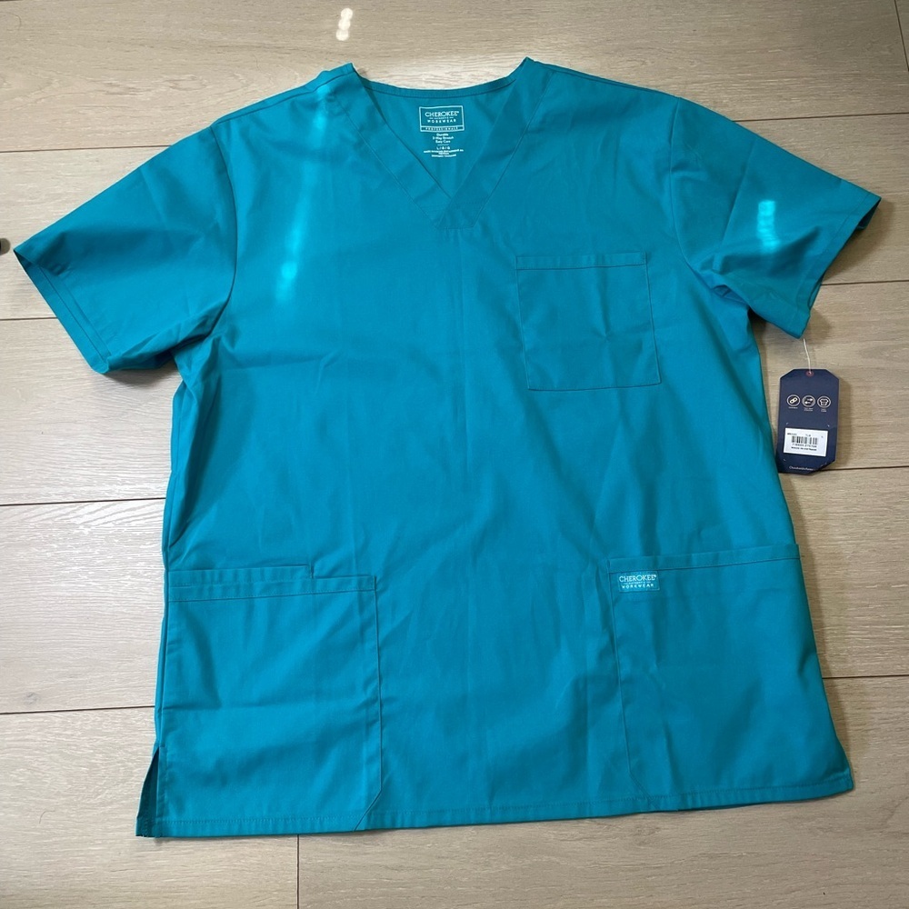 Cherokee Workwear‎ Professionals Scrub Top Teal Green Size Medium NWT